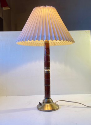 Mid-Century Swedish Table Lamp in Brass and Mahogany, 1960s-LCR-1259775