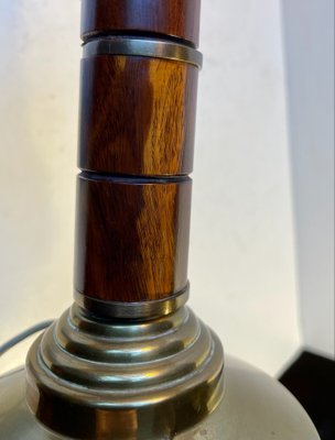 Mid-Century Swedish Table Lamp in Brass and Mahogany, 1960s-LCR-1259775