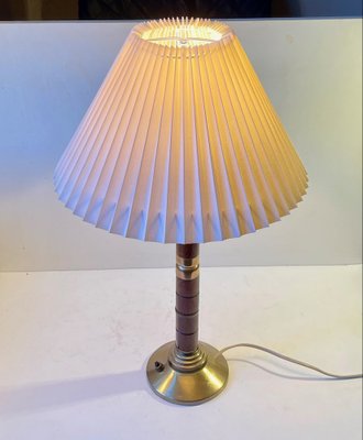 Mid-Century Swedish Table Lamp in Brass and Mahogany, 1960s-LCR-1259775