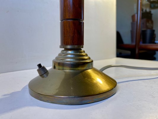 Mid-Century Swedish Table Lamp in Brass and Mahogany, 1960s-LCR-1259775