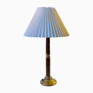 Mid-Century Swedish Table Lamp in Brass and Mahogany, 1960s-LCR-1259775