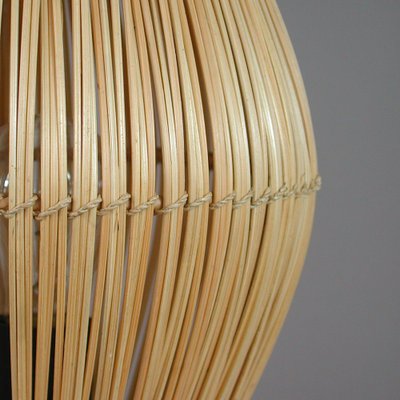 Mid-Century Swedish Table Lamp in Teak and Rattan, 1950s-OE-1377863