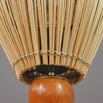 Mid-Century Swedish Table Lamp in Teak and Rattan, 1950s-OE-1377863