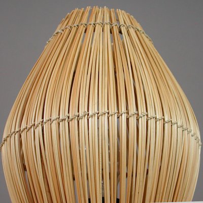 Mid-Century Swedish Table Lamp in Teak and Rattan, 1950s-OE-1377863