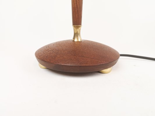 Mid-Century Swedish Teak and Brass Table Lamp from Göteborgs Armaturhandverk, 1950s-UYK-654149