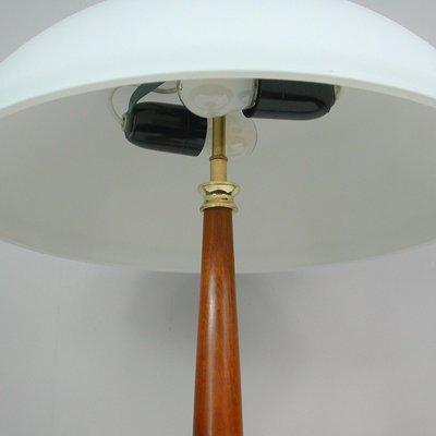 Mid-Century Swedish Teak, Brass and Frosted Glass Table Lamp from Böhlmarks, 1950s-OE-1147465