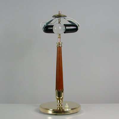 Mid-Century Swedish Teak, Brass and Frosted Glass Table Lamp from Böhlmarks, 1950s-OE-1147465