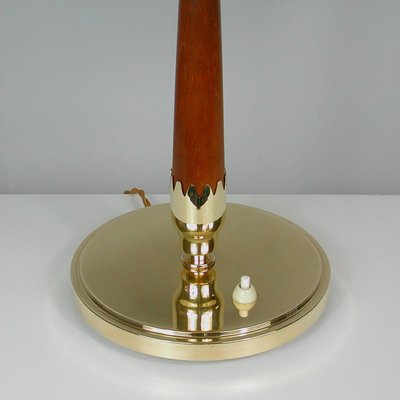 Mid-Century Swedish Teak, Brass and Frosted Glass Table Lamp from Böhlmarks, 1950s-OE-1147465