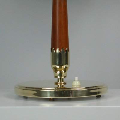 Mid-Century Swedish Teak, Brass and Frosted Glass Table Lamp from Böhlmarks, 1950s-OE-1147465