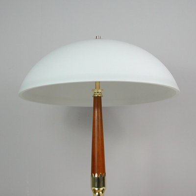 Mid-Century Swedish Teak, Brass and Frosted Glass Table Lamp from Böhlmarks, 1950s-OE-1147465