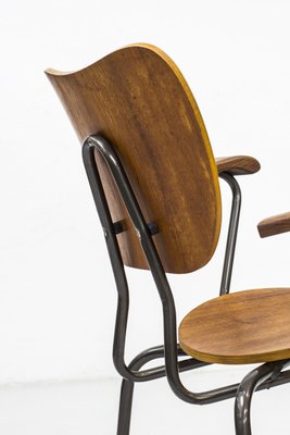 Mid-Century Swedish Tubular Steel and Teak Armchair-KO-635124