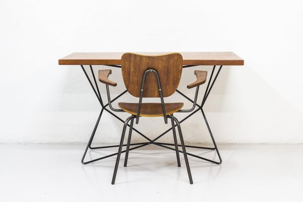 Mid-Century Swedish Tubular Steel and Teak Armchair-KO-635124