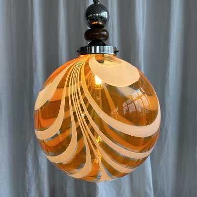 Mid-Century Swirl Murano Glass Globular Pendant Light, 1970s-NOT-2038045