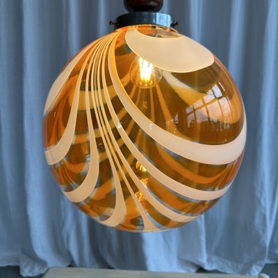 Mid-Century Swirl Murano Glass Globular Pendant Light, 1970s-NOT-2038045