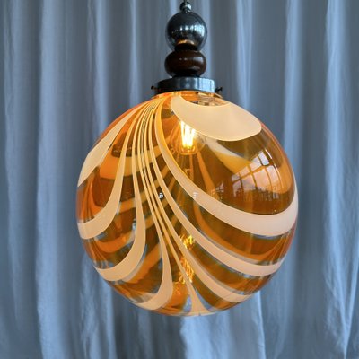 Mid-Century Swirl Murano Glass Globular Pendant Light, 1970s-NOT-2038045