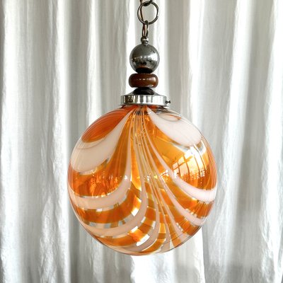 Mid-Century Swirl Murano Glass Globular Pendant Light, 1970s-NOT-2038045