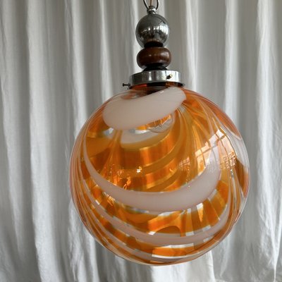 Mid-Century Swirl Murano Glass Globular Pendant Light, 1970s-NOT-2038045