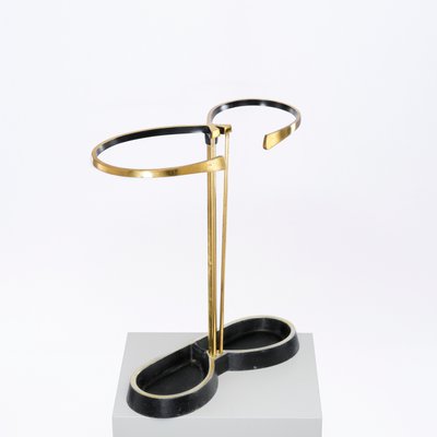 Mid-Century Symmetrical Umbrella Stand in Gold & Black, 1950s-QBR-1058041