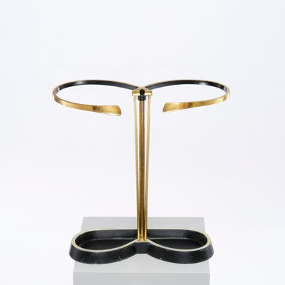 Mid-Century Symmetrical Umbrella Stand in Gold & Black, 1950s-QBR-1058041