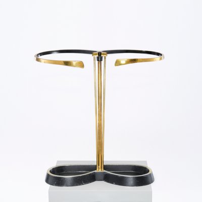 Mid-Century Symmetrical Umbrella Stand in Gold & Black, 1950s-QBR-1058041