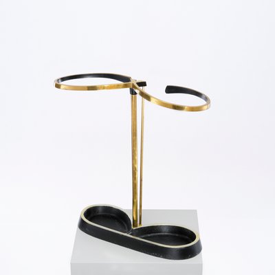 Mid-Century Symmetrical Umbrella Stand in Gold & Black, 1950s-QBR-1058041