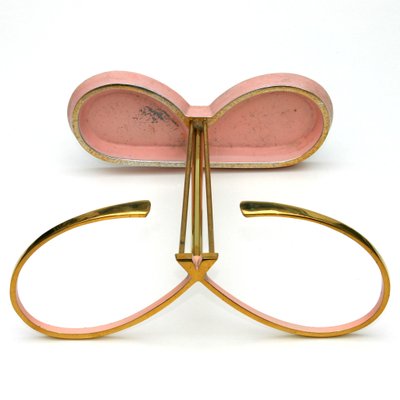 Mid-Century Symmetrical Umbrella Stand in Gold & Pink, 1950s-QBR-999747