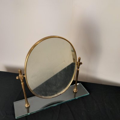 Mid-Century Table Brass Mirror in the style of Fontana Arte, 1950s-LMR-1727632