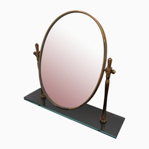 Mid-Century Table Brass Mirror in the style of Fontana Arte, 1950s-LMR-1727632