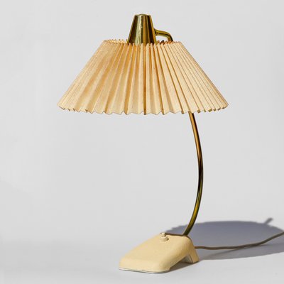 Mid-Century Table Lamp in Brass with Pleated Shade & Shrink Varnish Base from Cosack-QBR-1017618