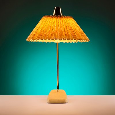 Mid-Century Table Lamp in Brass with Pleated Shade & Shrink Varnish Base from Cosack-QBR-1017618