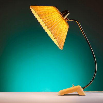 Mid-Century Table Lamp in Brass with Pleated Shade & Shrink Varnish Base from Cosack-QBR-1017618