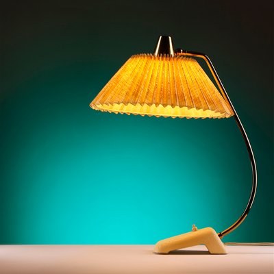 Mid-Century Table Lamp in Brass with Pleated Shade & Shrink Varnish Base from Cosack-QBR-1017618