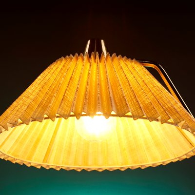 Mid-Century Table Lamp in Brass with Pleated Shade & Shrink Varnish Base from Cosack-QBR-1017618