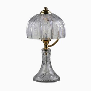 Mid-Century Table Lamp in Engraved Crystal Glass & Brass, 1960s-QBR-996842