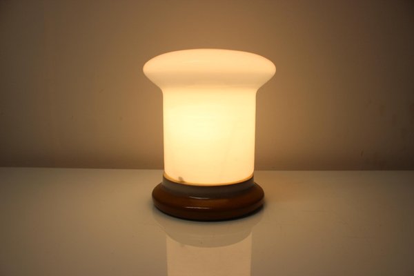 Mid-Century Table Lamp in Opal Glass and Ceramic by Ivan Jakeš for Osvetlovaci Sklo-TZ-1792667