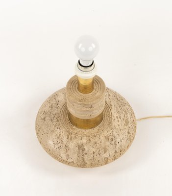 Mid-Century Table Lamp in Travertine and Brass in the style of Fratelli Mannelli, Italy, 1970s-LYQ-1791336