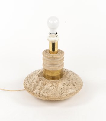 Mid-Century Table Lamp in Travertine and Brass in the style of Fratelli Mannelli, Italy, 1970s-LYQ-1791336