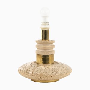 Mid-Century Table Lamp in Travertine and Brass in the style of Fratelli Mannelli, Italy, 1970s-LYQ-1791336