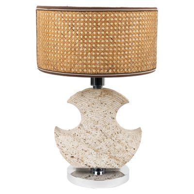 Mid-Century Table Lamp in Travertine and Chrome from Studio Ce, Italy, 1970s-LYQ-1791332