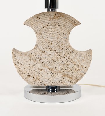 Mid-Century Table Lamp in Travertine and Chrome from Studio Ce, Italy, 1970s-LYQ-1791332