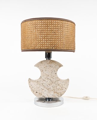 Mid-Century Table Lamp in Travertine and Chrome from Studio Ce, Italy, 1970s-LYQ-1791332