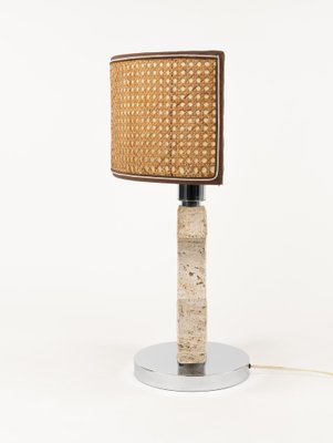 Mid-Century Table Lamp in Travertine and Chrome from Studio Ce, Italy, 1970s-LYQ-1791332