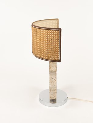 Mid-Century Table Lamp in Travertine and Chrome from Studio Ce, Italy, 1970s-LYQ-1791332