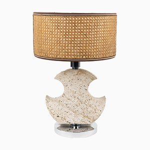 Mid-Century Table Lamp in Travertine and Chrome from Studio Ce, Italy, 1970s-LYQ-1791332