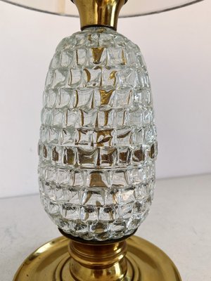 Mid-Century Table Lamp with Brass and Creased Murano Glass Base, 1960s-VNE-1341687