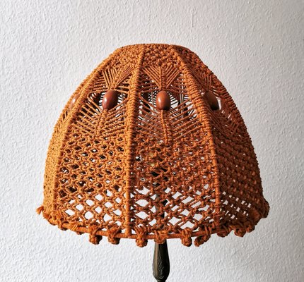 Mid-Century Table Lamp with Crocheted Lampshade, 1960s-FW-1742784