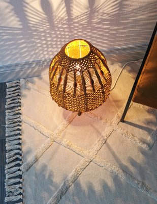 Mid-Century Table Lamp with Crocheted Lampshade, 1960s-FW-1742784