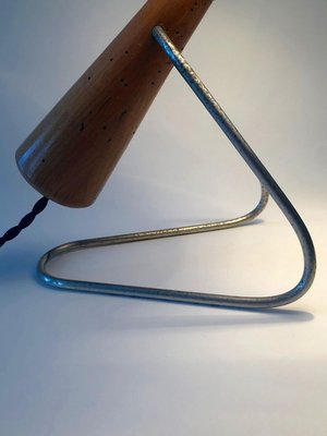 Mid-Century Table Lamp with Shade in Andrew Marten Linen, 1950s-BAF-763376