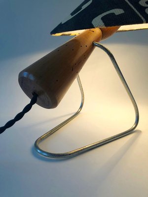 Mid-Century Table Lamp with Shade in Andrew Marten Linen, 1950s-BAF-763376