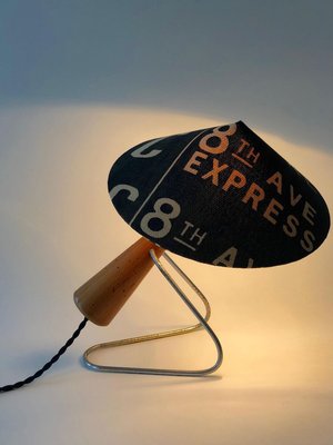 Mid-Century Table Lamp with Shade in Andrew Marten Linen, 1950s-BAF-763376